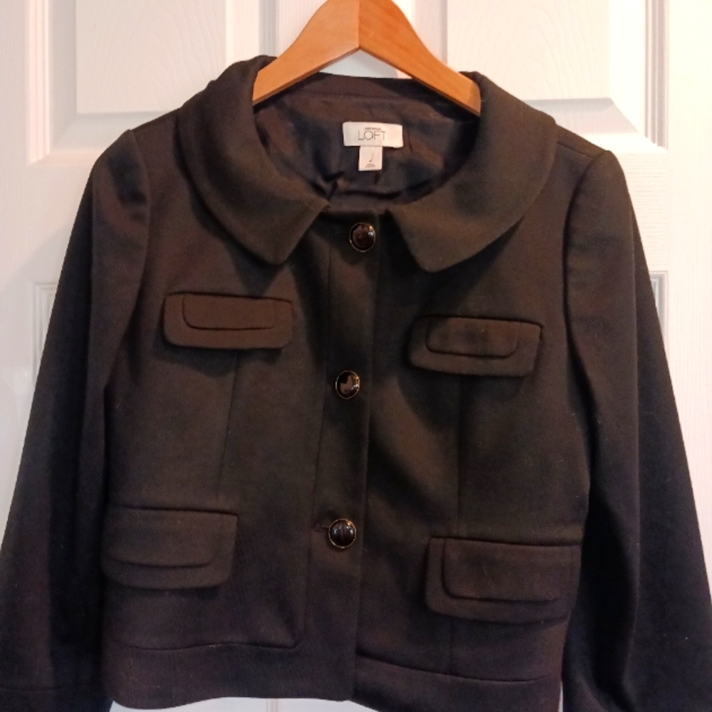 Loft Black Button-Up Cropped Jacket - image 1